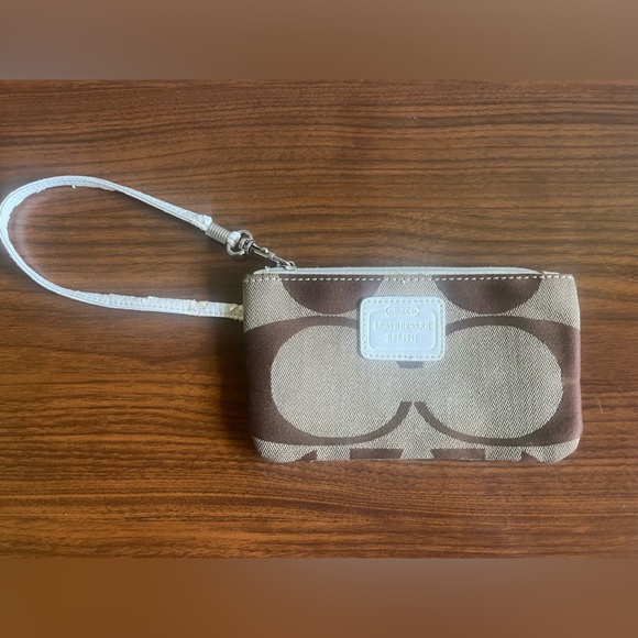 Coach Classic Tan Monogram Wristlet - Picture 1 of 5